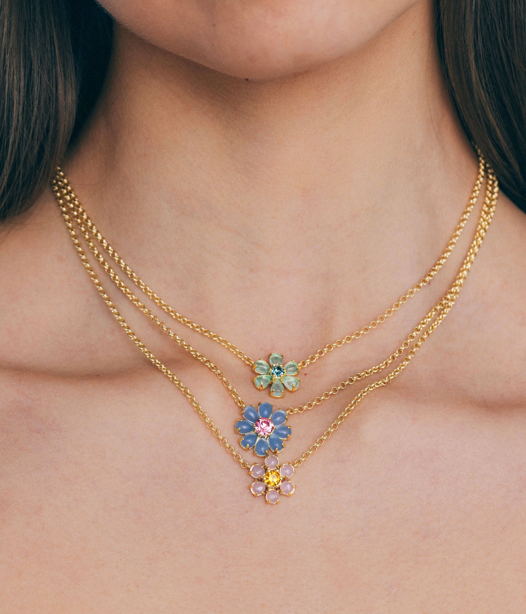 Emeline Flower Necklace in Mint - Loren Hope