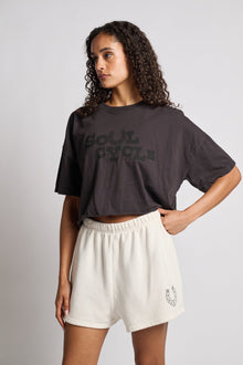Women | Soul by SoulCycle | Emily Cropped Boyfriend Tee | Black