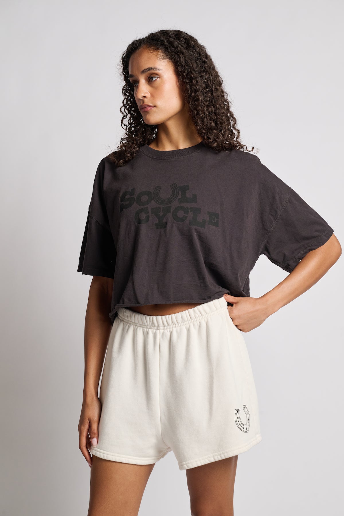 Women | Soul by SoulCycle | Emily Cropped Boyfriend Tee | Black