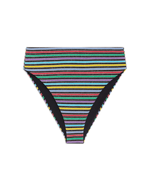Emily Lurex Stripe Bikini Bottom | Black