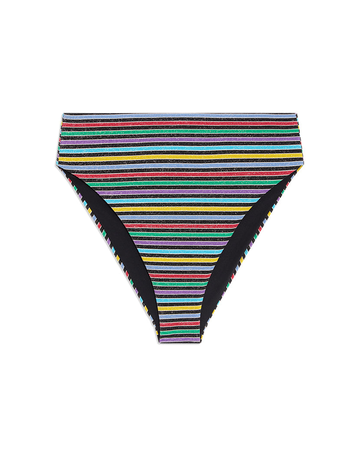 Emily Lurex Stripe Bikini Bottom | Black