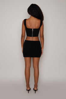 Womens | Low-Rise Rib Knit Mini Skirt | Black