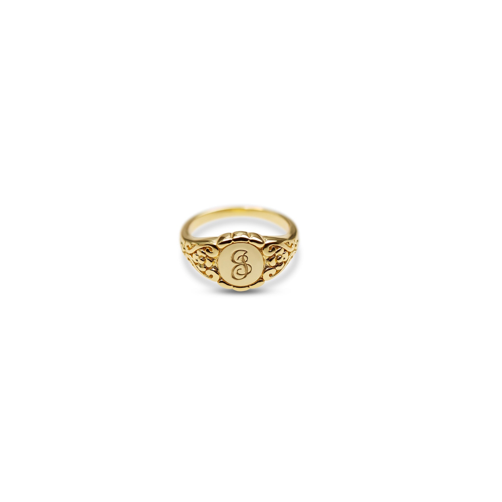 The Hand Engraved Script Letter Ring | 18KT Gold Vermeil