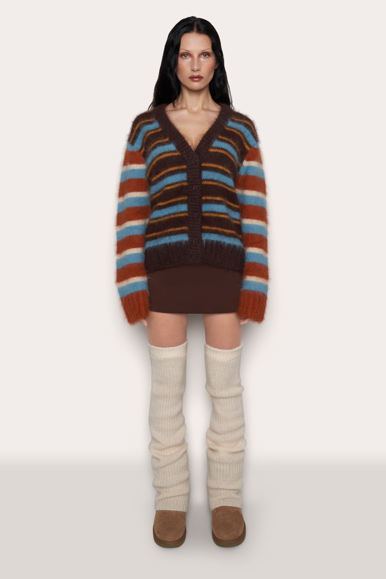 Womens | Oversized Cardigan | Brown Stripe