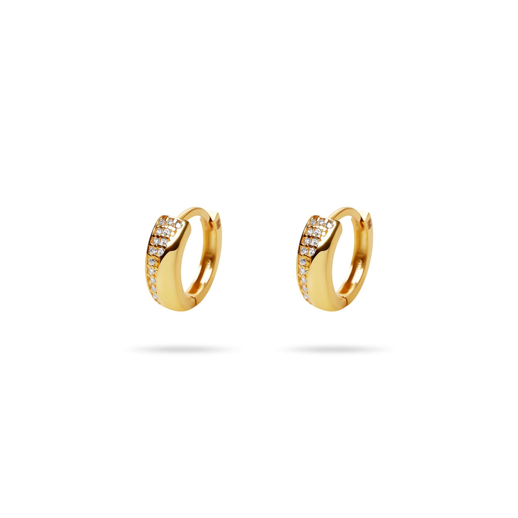 The Touch Of Stone Huggie Hoop Earrings | 18KT Gold Vermeil