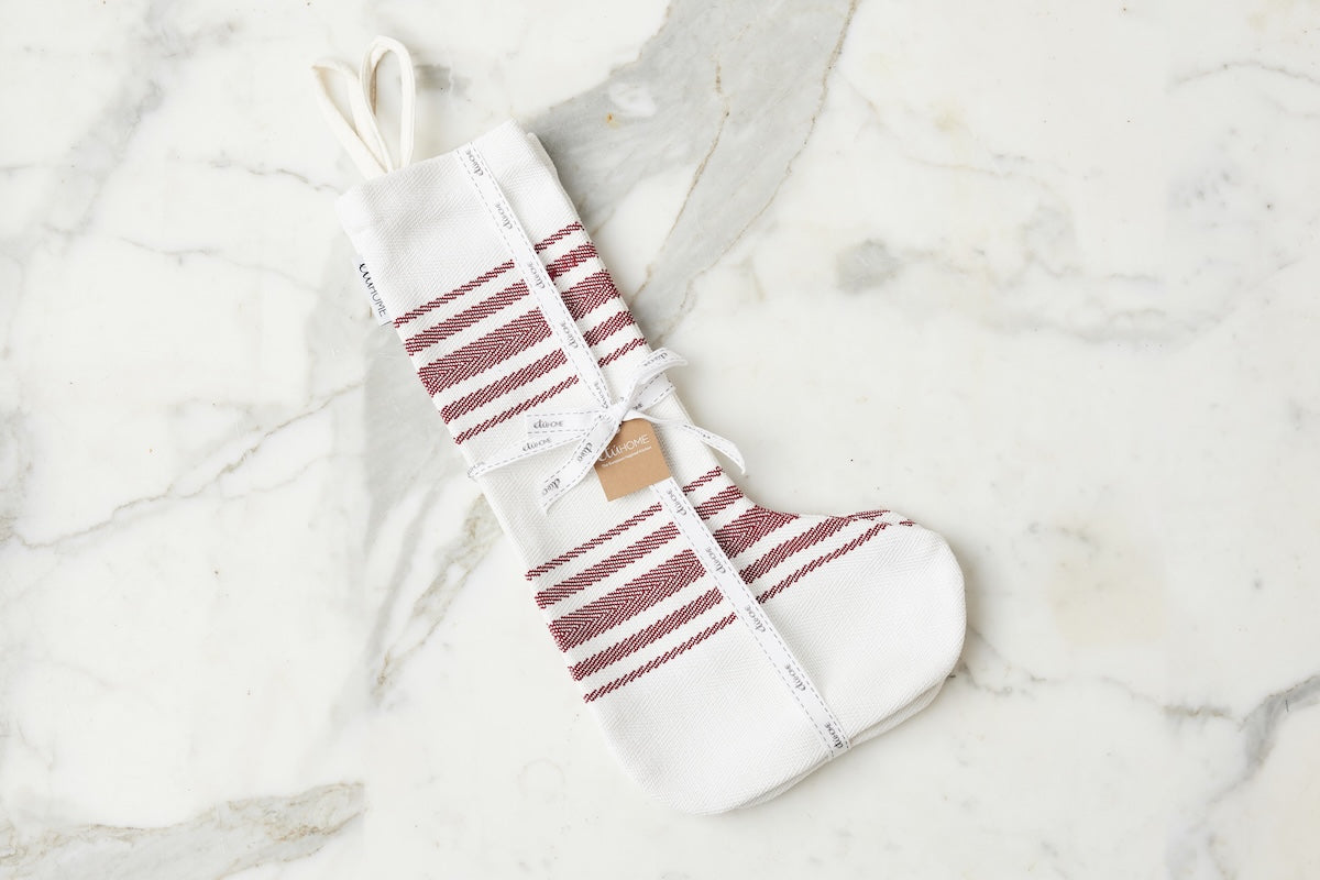 Holiday Stocking | Vintage Merlot Red Stripe | Set of 2