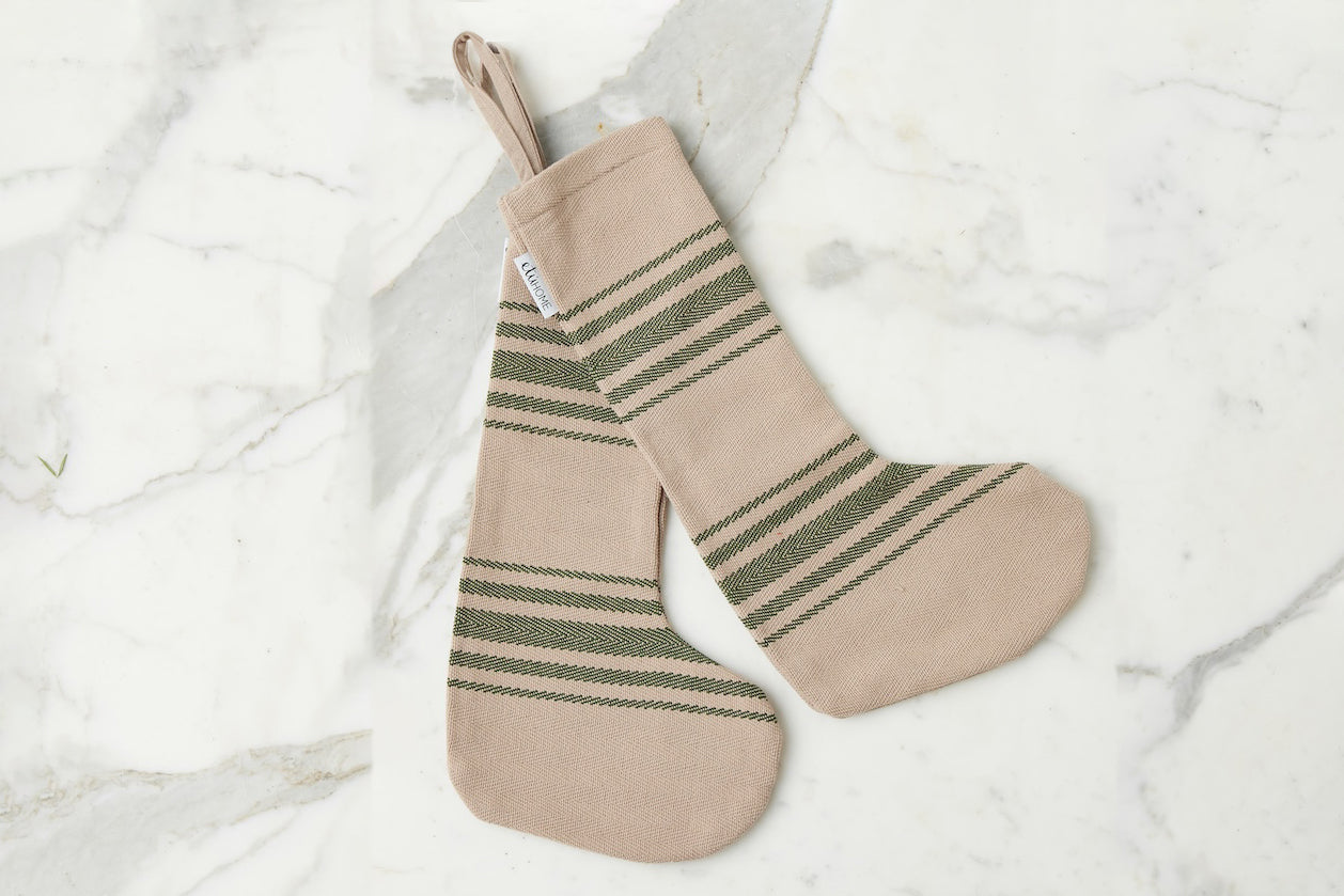 Holiday Stocking | Vintage Spruce Green Stripe | Set of 2