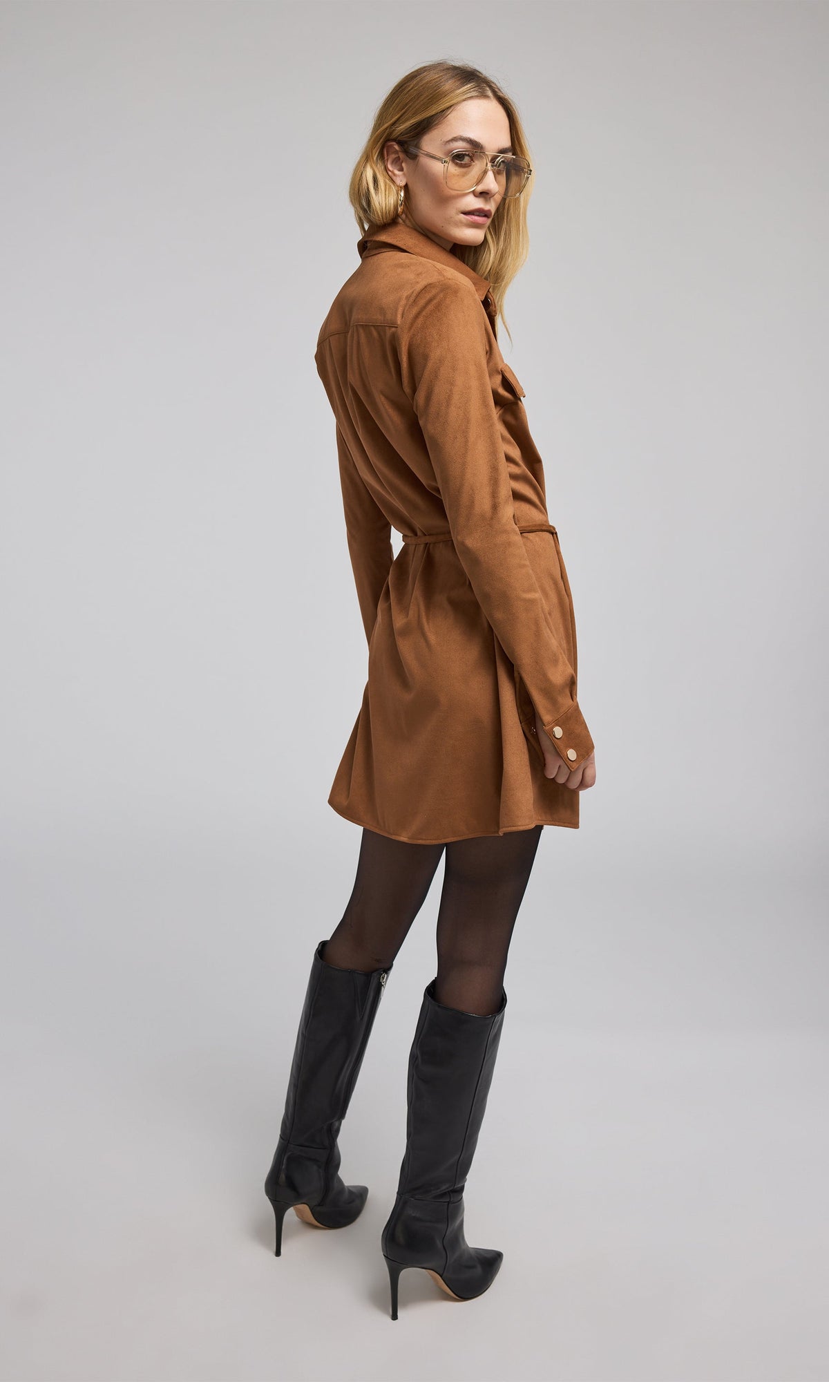 Yindi Vegan Suede Dress | Whiskey