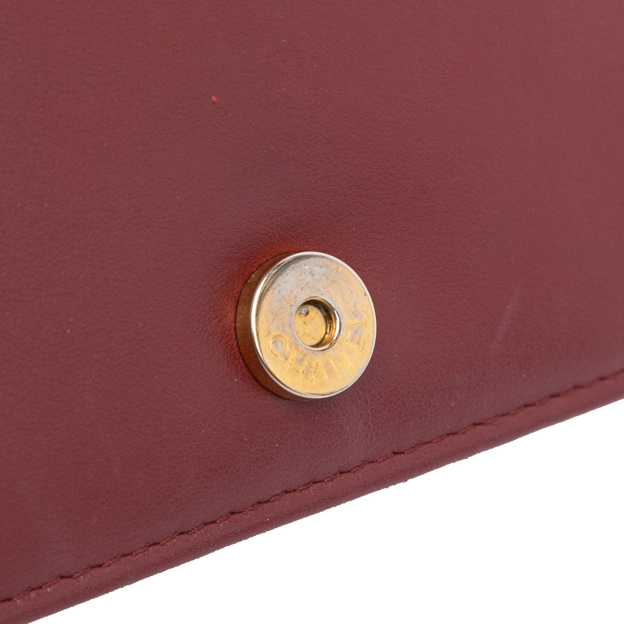 Chanel | Pre-Owned Quilted Aged Calfskin Gabrielle Wallet on Chain | Red/Bordeau