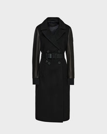 Women | MARYLIN Wool & Leather Coat | Black