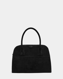 The YASMINA L CS - 8324524 Black by Rudsak is a womens large black suede tote bag with two rounded handles and a minimalist design, shown against a plain light gray background—ideal for effortless style.