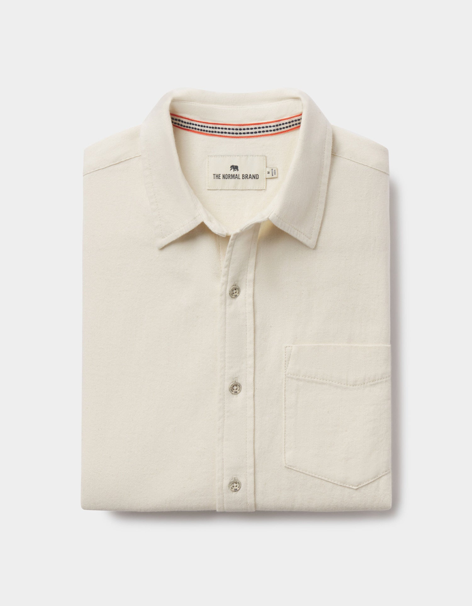 Men | Cotton Denim Long Sleeve Button Up | Ecru
