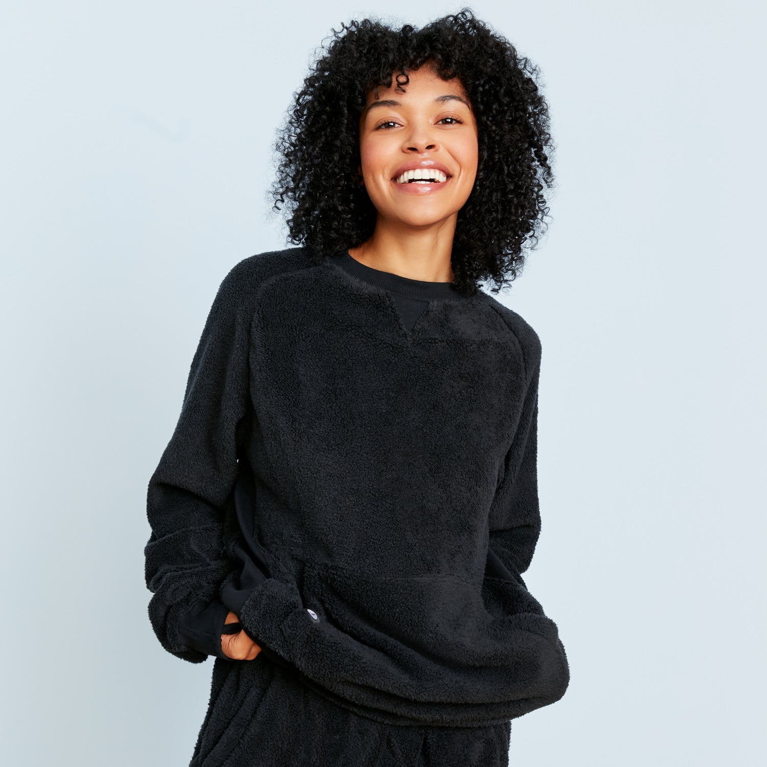 Sherpa Fleece Crewneck Sweatshirt | Black