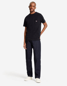 Mens | Tricolor Fox Patch Short-Sleeve Classic Pocket Cotton Tee-Shirt | Black