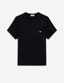 Mens | Tricolor Fox Patch Short-Sleeve Classic Pocket Cotton Tee-Shirt | Black