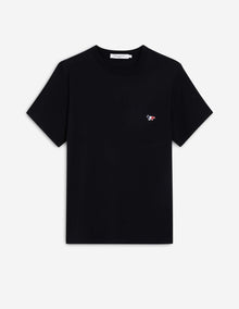 Mens | Tricolor Fox Patch Short-Sleeve Classic Pocket Cotton Tee-Shirt | Black