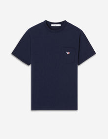 Mens | Tricolor Fox Patch Short-Sleeve Classic Pocket Cotton Tee-Shirt | Navy