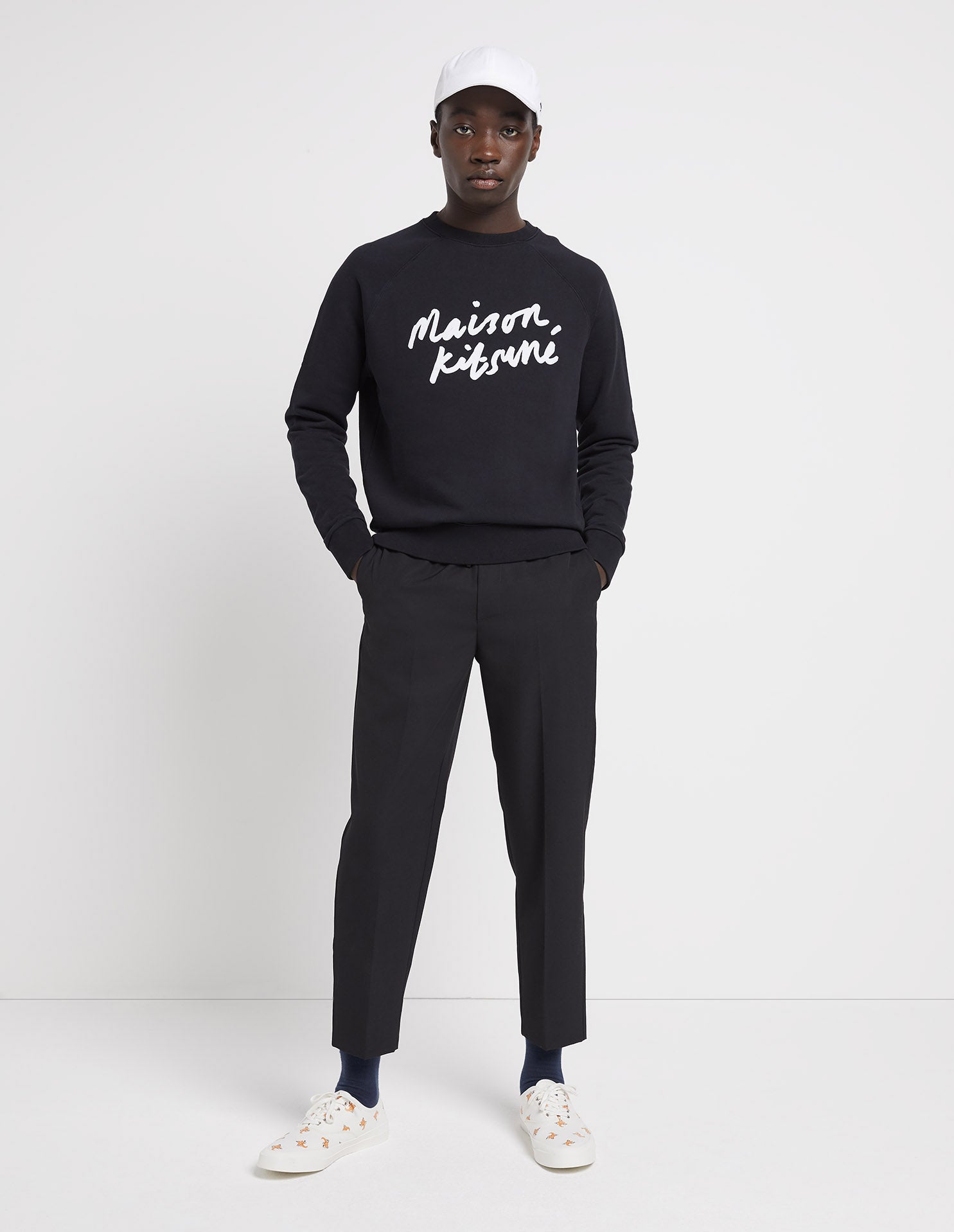 Mens | Handwriting Clean Cotton Fleece Sweatshirt | Black