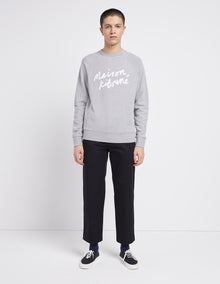 Mens | Handwriting Clean Cotton Fleece Sweatshirt | Grey Melange