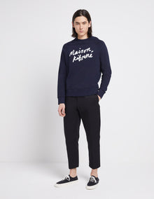 Mens | Handwriting Clean Cotton Fleece Sweatshirt | Navy