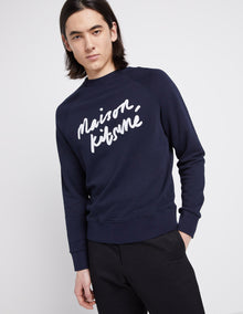 Mens | Handwriting Clean Cotton Fleece Sweatshirt | Navy