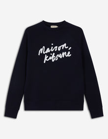 Mens | Handwriting Clean Cotton Fleece Sweatshirt | Navy