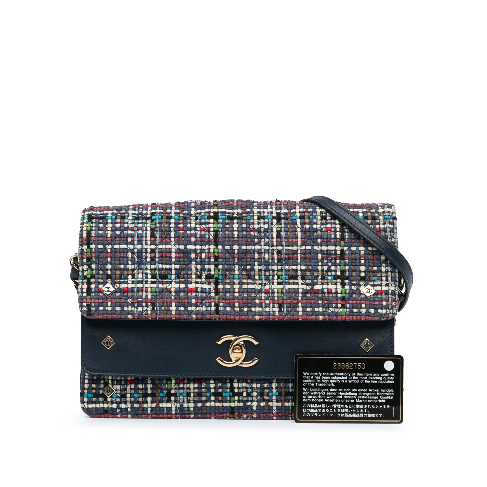 Chanel | Pre-Owned CC Multicolor Tweed Double Flap | Blue/Navy