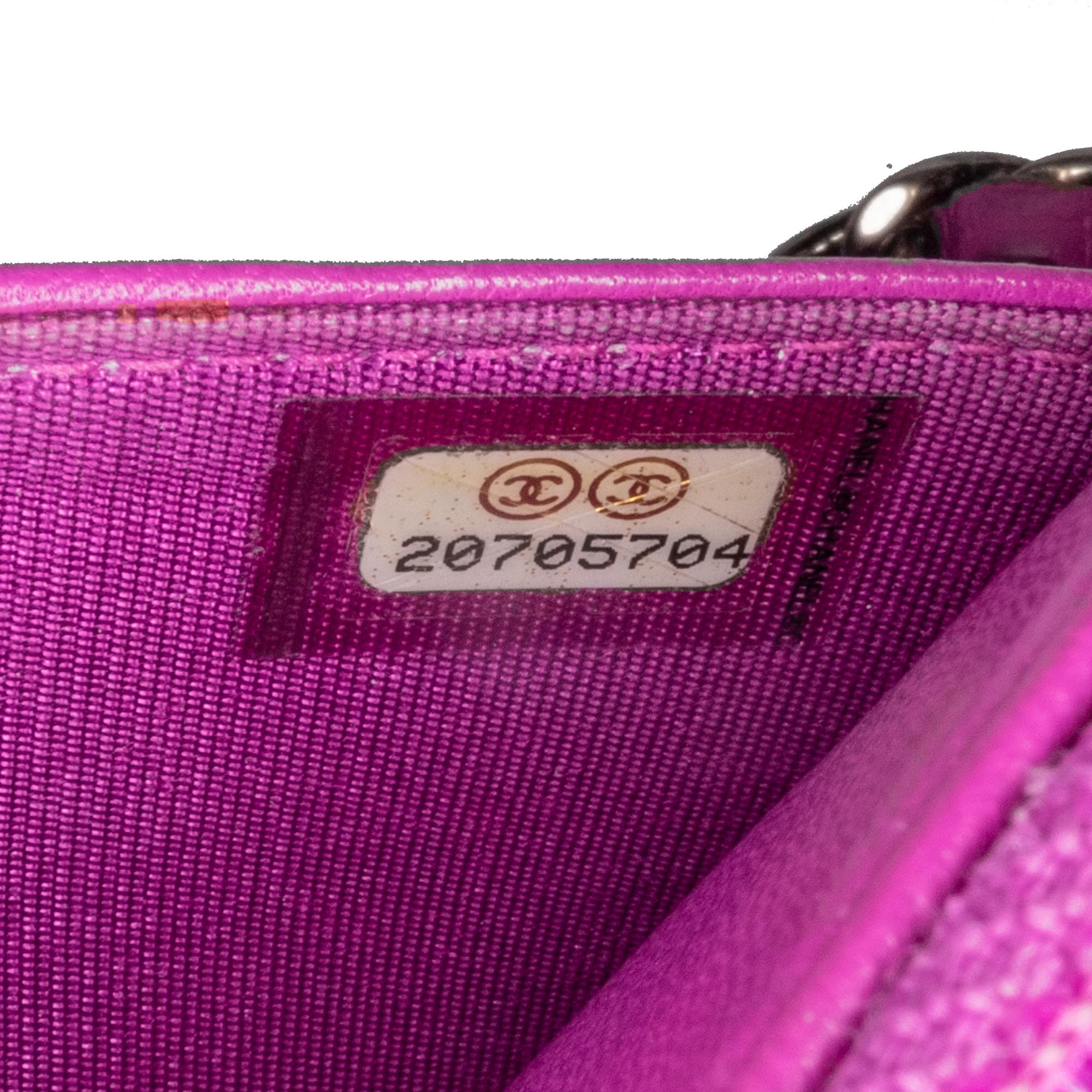 Chanel | Pre-Owned Lambskin Coco Boy Wallet On Chain | Purple/Magenta