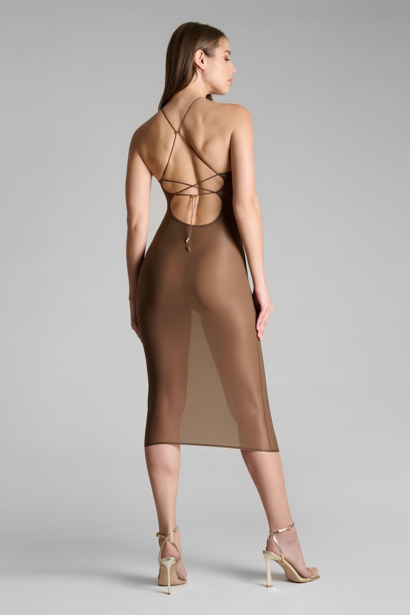 Midi Open Back Dress - French Kiss Light | Mocha