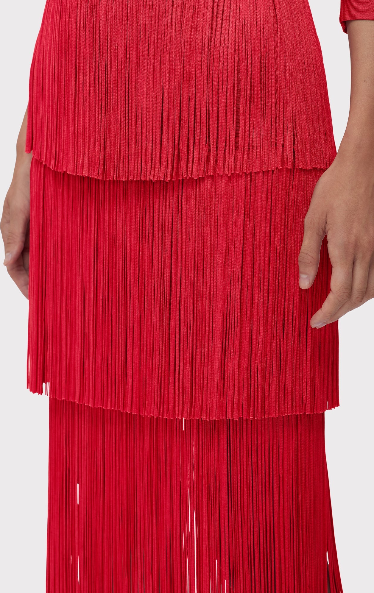 Icon Layered Fringe Midi Skirt | Rio Red