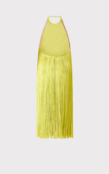 Fringed Halter Midi Dress | Chartreuse