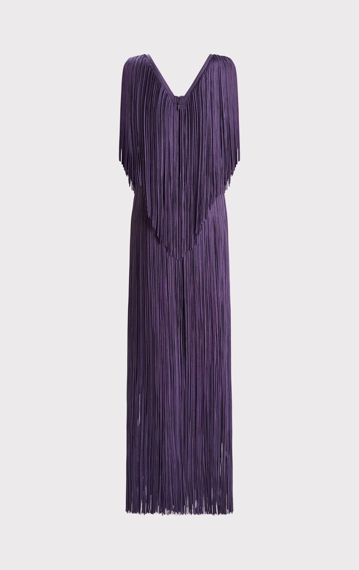 Plunging Fringe Gown | Plum