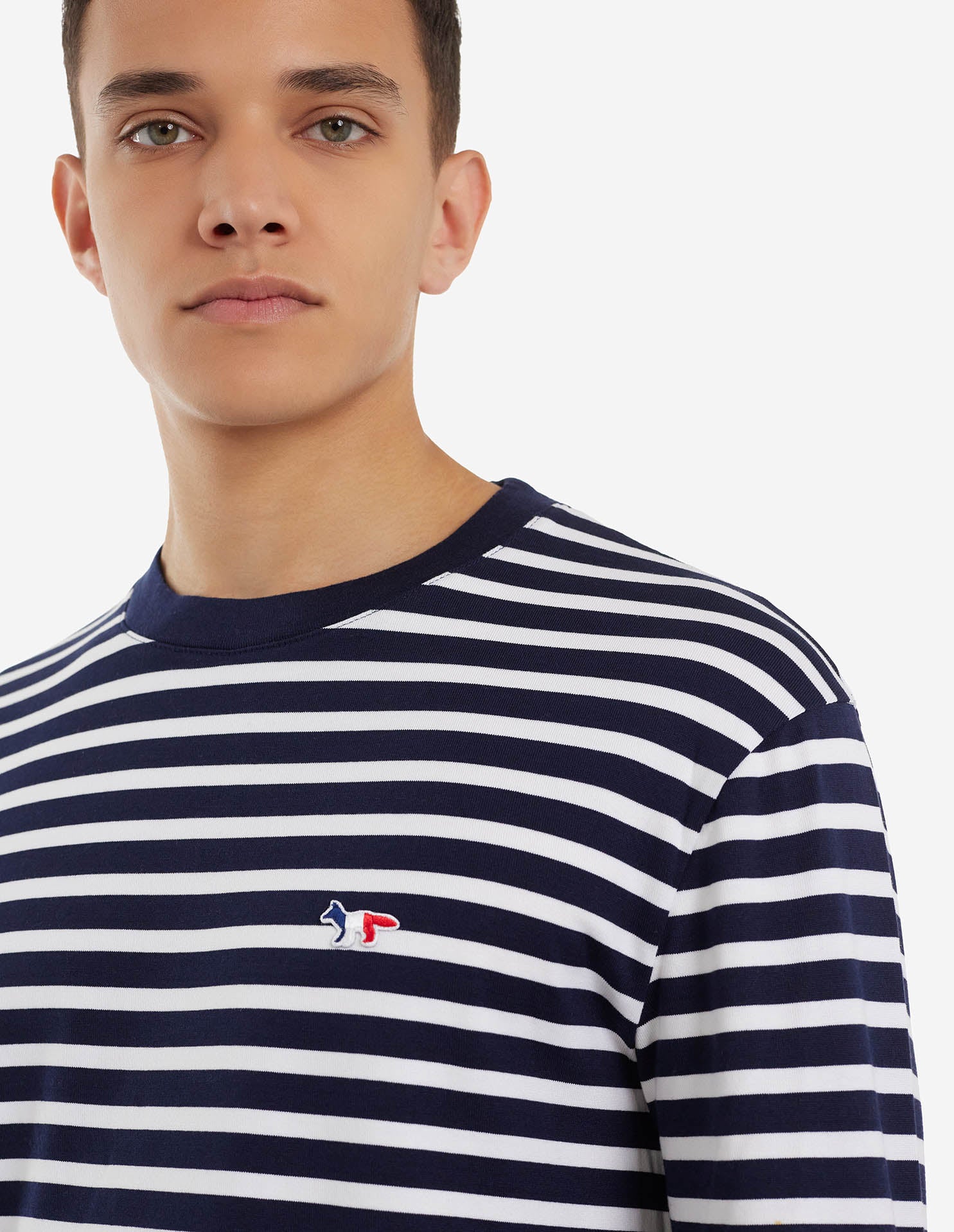 Unisex | Tricolor Fox Patch Classic Marin Tee-Shirt | Navy Stripes