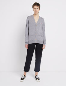 Mens | Tricolor Fox Patch Classic Cardigan | Grey Melange