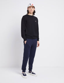 Unisex | Tricolor Fox Patch Classic R-Neck Wool Pullover | Black