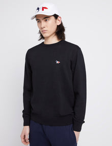 Unisex | Tricolor Fox Patch Classic R-Neck Wool Pullover | Black