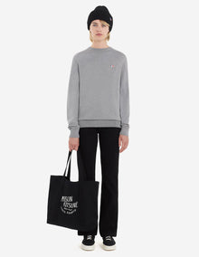 Unisex | Tricolor Fox Patch Classic R-Neck Wool Pullover | Grey Melange