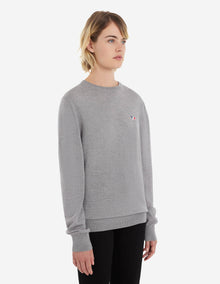 Unisex | Tricolor Fox Patch Classic R-Neck Wool Pullover | Grey Melange