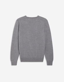 Unisex | Tricolor Fox Patch Classic R-Neck Wool Pullover | Grey Melange