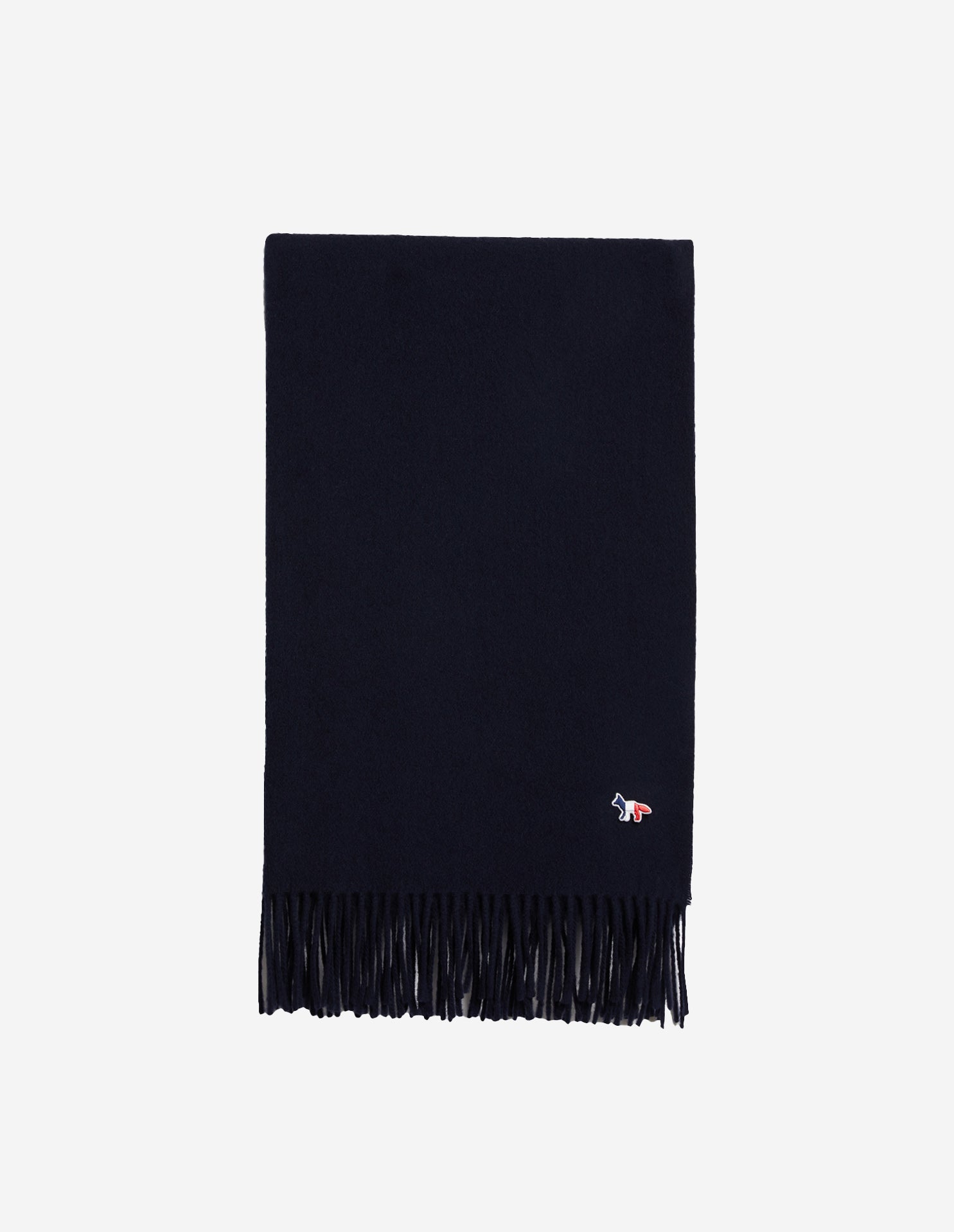 Unisex | Tricolor Fox Patch Wool Scarf | Navy