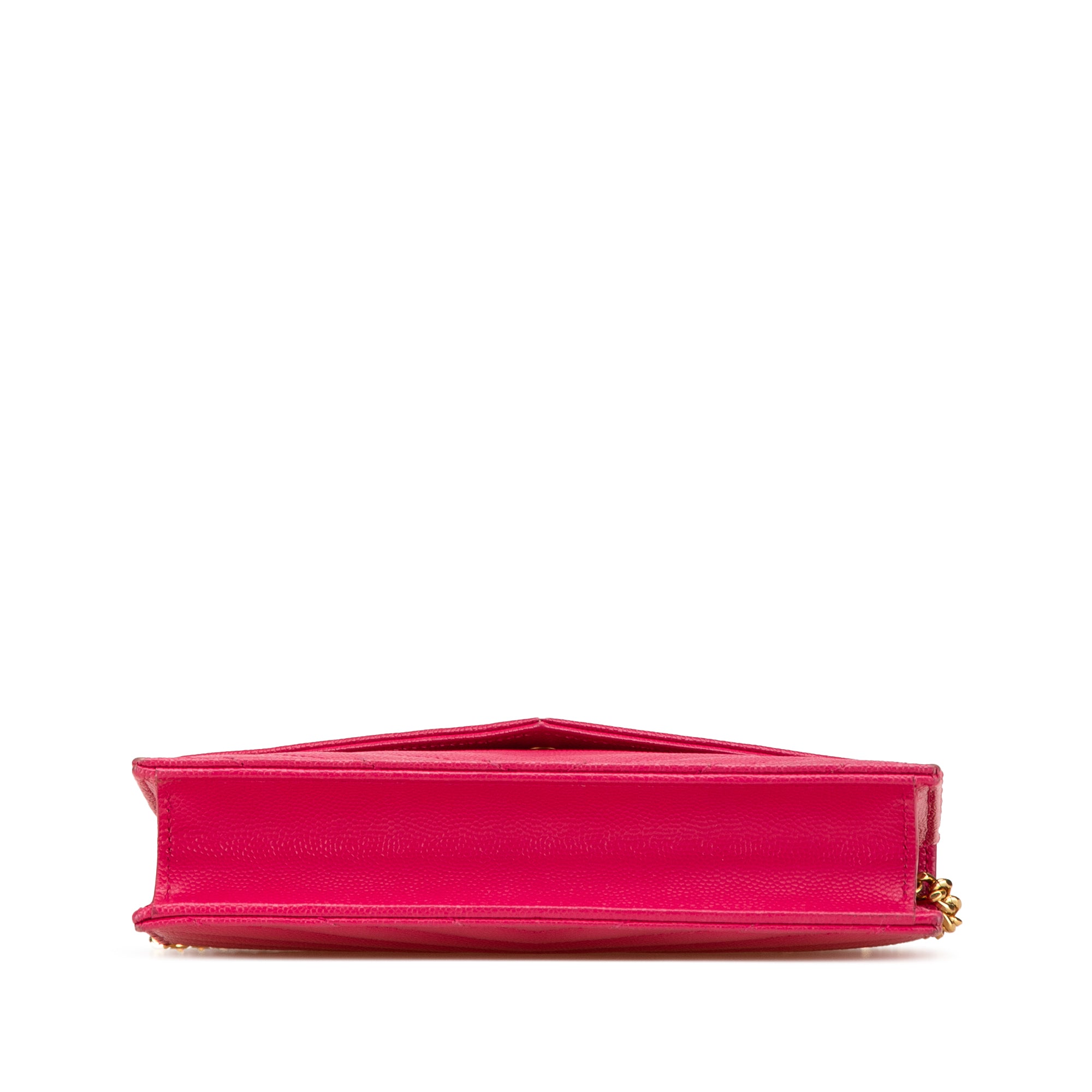 Saint Laurent | Pre-Owned Grain De Poudre Cassandre Envelope Chain Wallet | Pink/Hot Pink