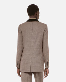 Houndstooth Suit Jacket | Women | Beige x Brown