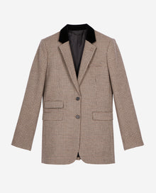 Houndstooth Suit Jacket | Women | Beige x Brown