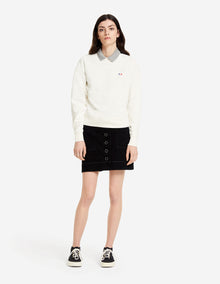 Womens | Tricolor Fox Patch Adjusted Cotton Sweatshirt | Ecru