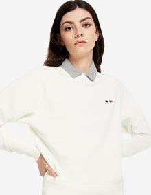 Womens | Tricolor Fox Patch Adjusted Cotton Sweatshirt | Ecru