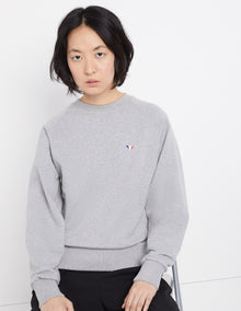 Womens | Tricolor Fox Patch Adjusted Cotton Sweatshirt | Grey Melange