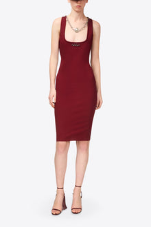 'AREA' Nameplate Tank Midi Dress | Burgundy