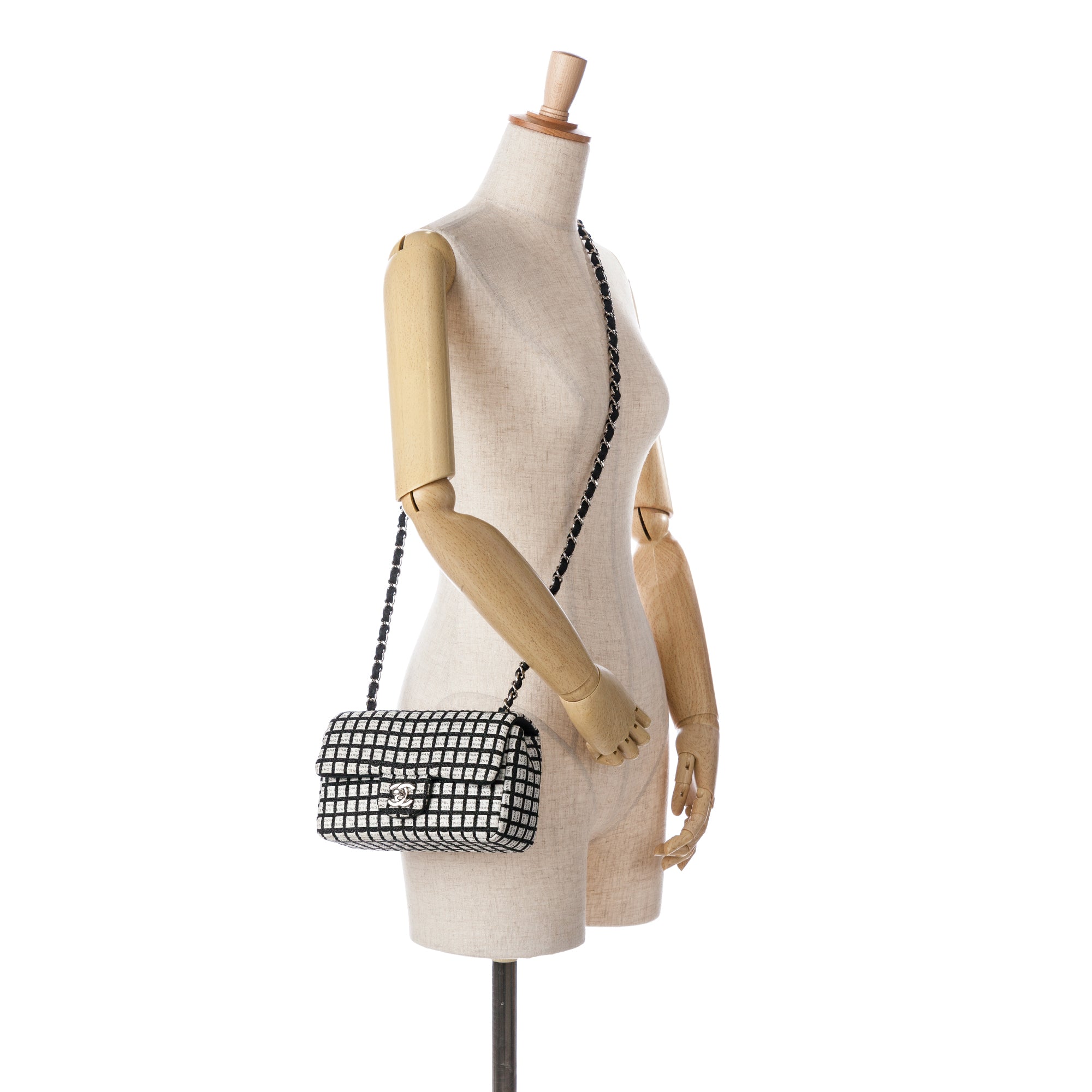 Chanel | Pre-Owned Mini Rectangular Classic Ribbon Tweed Double Flap | White/Off White