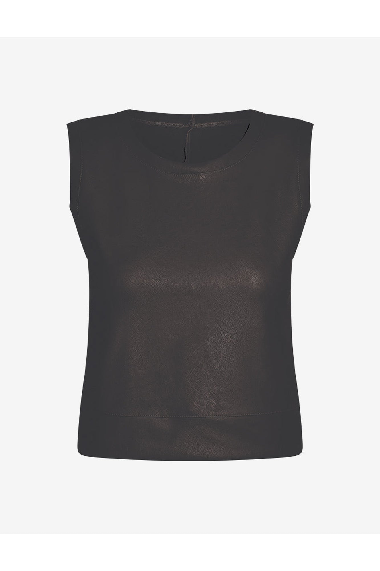 Faux Leather Crop Muscle | Black