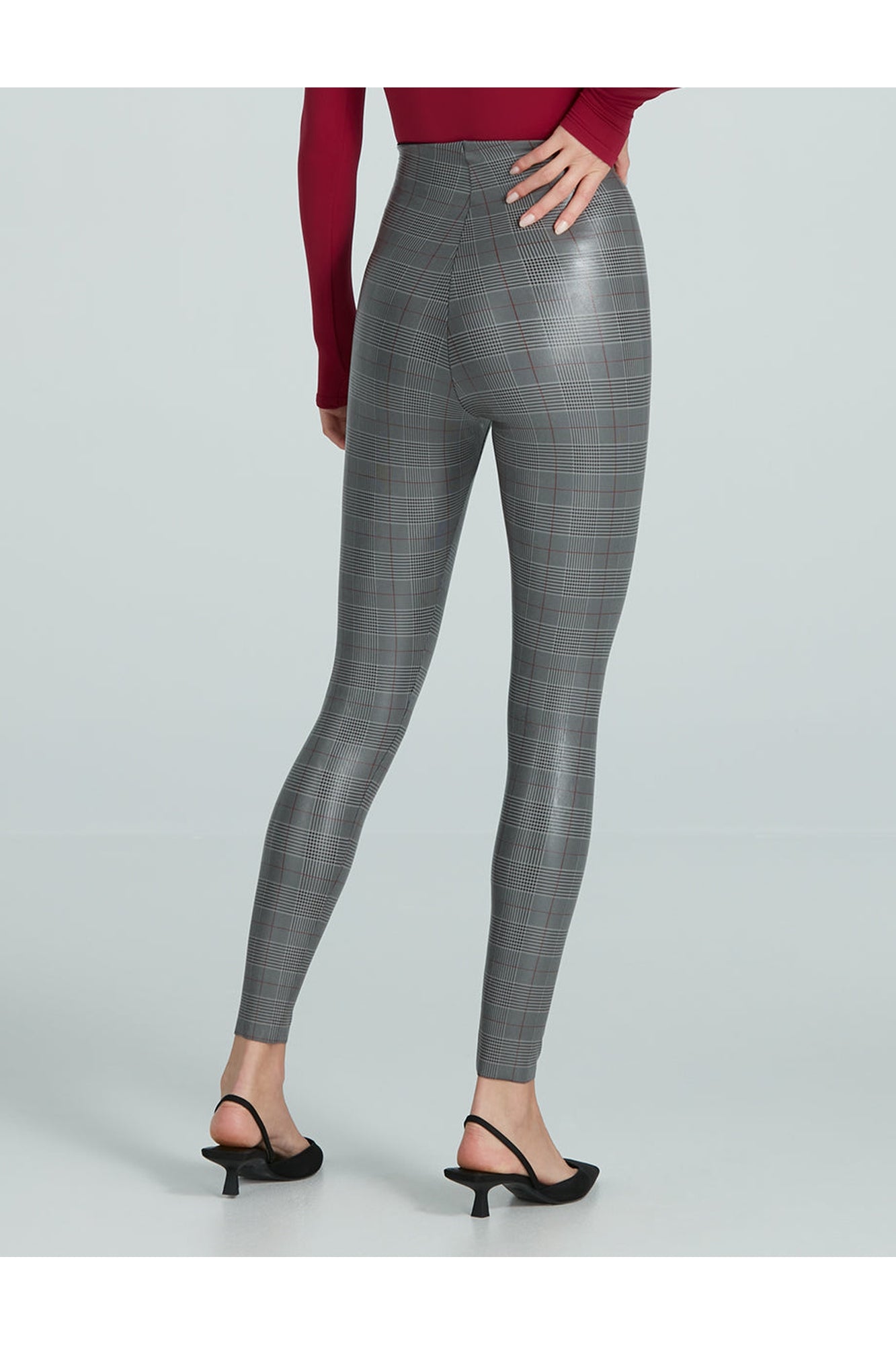 Faux Leather Print Legging | Glen Plaid